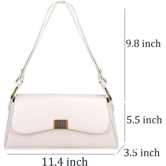 Vintage Small Cream Shoulder Bag for Women Zipper Closure and Classic Design - Picture 2 of 7